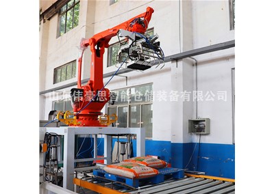 氯化鈉拆垛機(jī)客戶現(xiàn)場(chǎng) 編織袋全自動(dòng)拆垛機(jī)械手